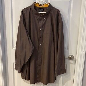 Paul Fredrick Men's Gold and Navy Checked Shirt